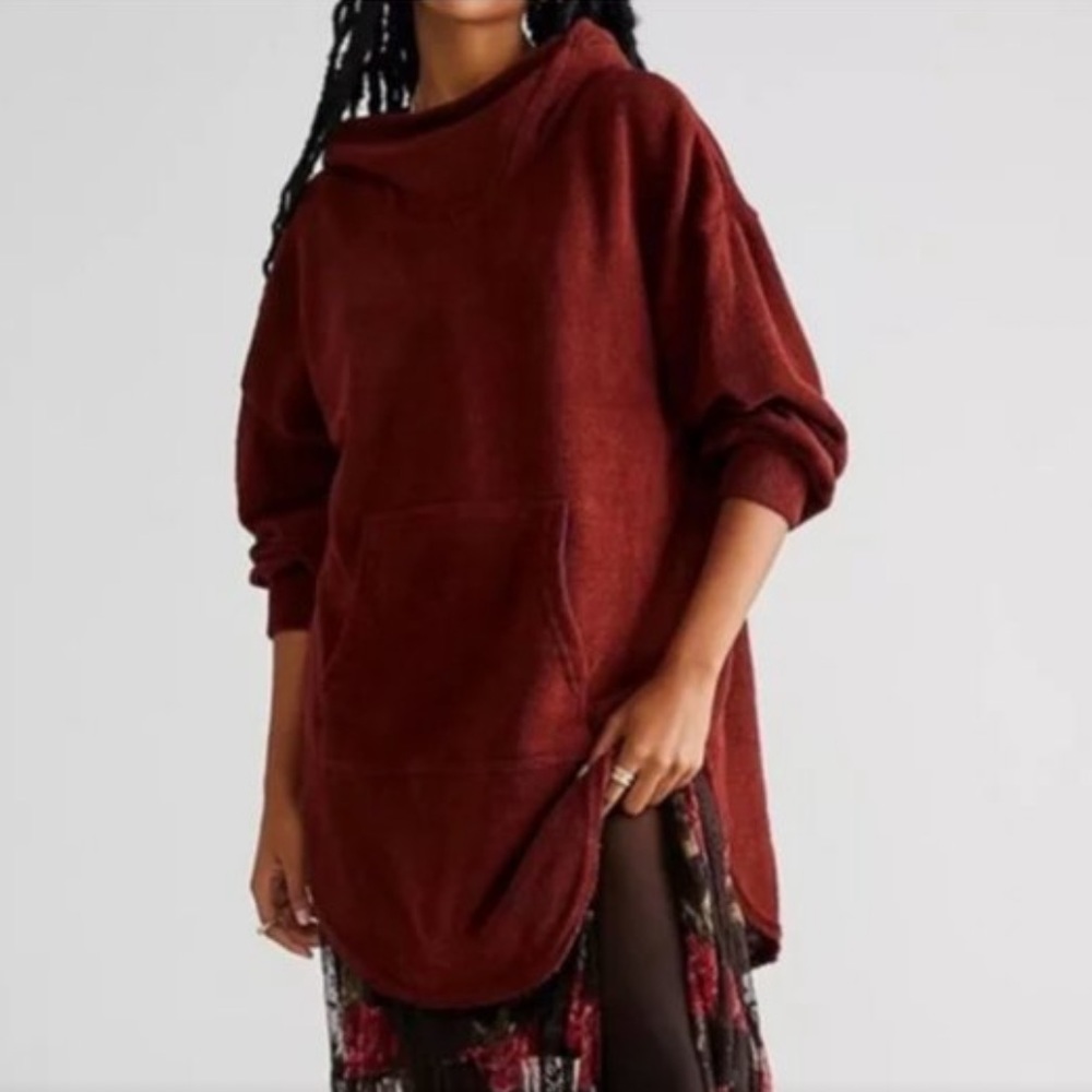 NWT Free People Beach Everywhere Rust Hoodie Oversized Size S